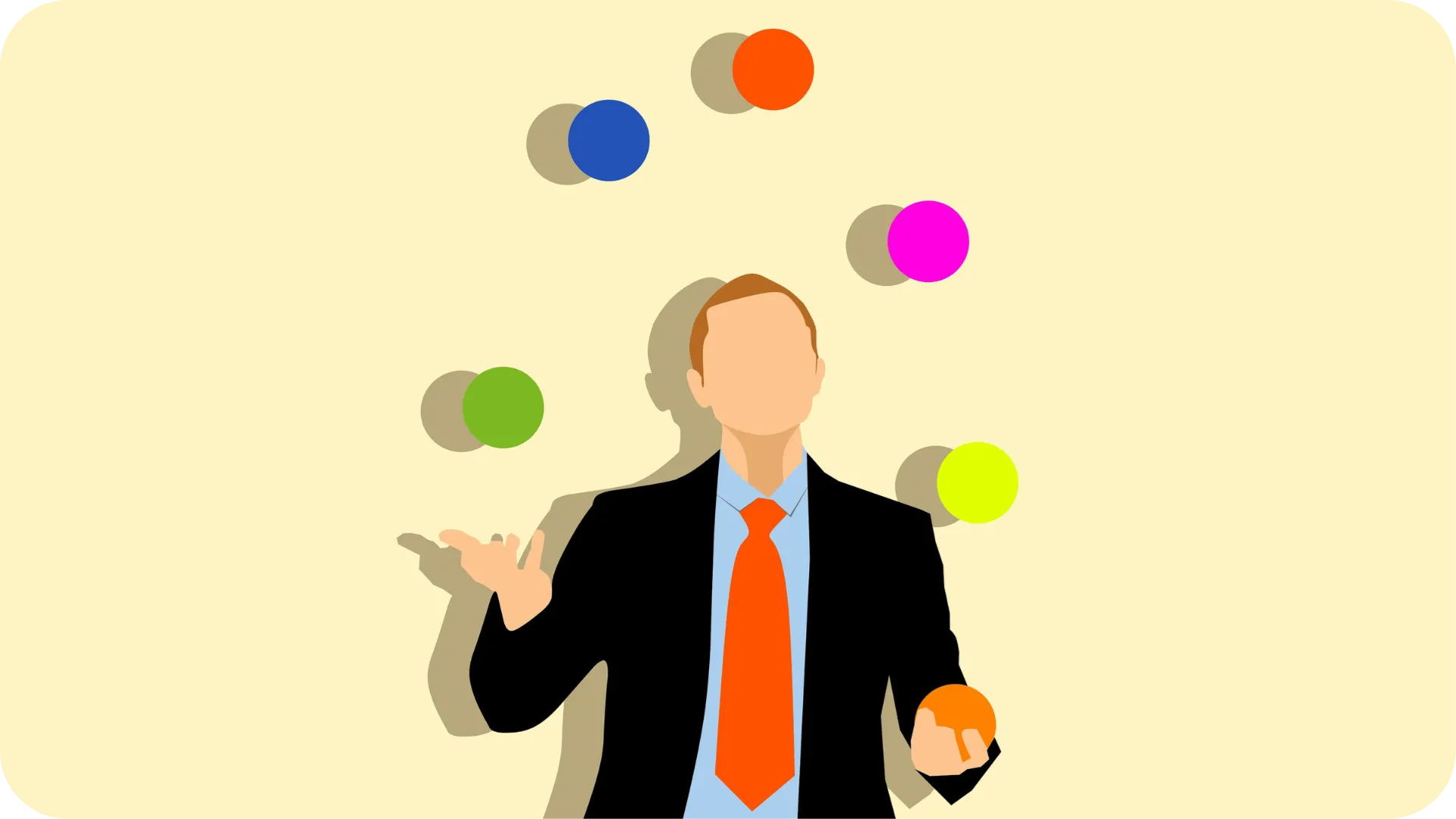 Business man in a suit juggling balls